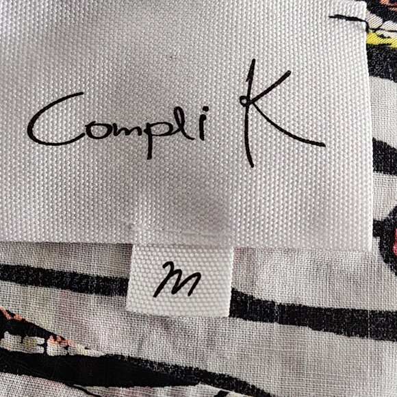 Compli K Artsy Zebra Stripe Floral Print Cotton Handkerchief Hem Tunic Tank - Picture 4 of 5